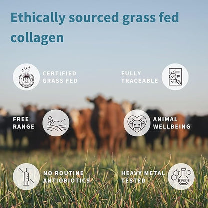 100% Grass Fed Bovine Collagen Protein Powder, Collagen Types 1, 2 & 3, Advanced Hydrolyzed Collagen Peptides, Non-GMO, Free Range, Gluten & Dairy Free, Easy Mix, 4 x 40 Servings, Pure & Essential