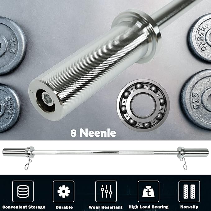 Threaded Chrome Barbell Bar 1-2 Inch Barbell Diameter