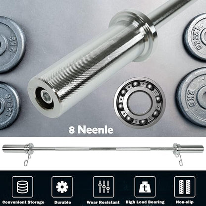Threaded Chrome Barbell Bar 1-2 Inch Barbell Diameter