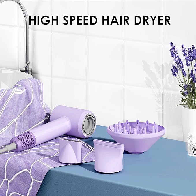 Diffuser Hair Dryer, Professional Ionic Blow Dryer with Diffuser for Curly Hair, 110000 RPM Brushless Motor High Speed Hairdryer Blowdryer for Women Men Home Salon Travel,Thermo-Control Low Noise