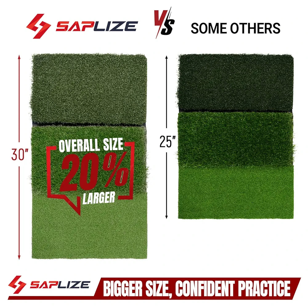 SAPLIZE Foldable Heavy-Duty Golf Hitting Mat, Practice Mat with 10mm EVA Rubber Backing, Larger Size for Indoor/Outdoor Swing and Chipping Practice, Anti-Deformation