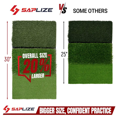 SAPLIZE Foldable Heavy-Duty Golf Hitting Mat, Practice Mat with 10mm EVA Rubber Backing, Larger Size for Indoor/Outdoor Swing and Chipping Practice, Anti-Deformation