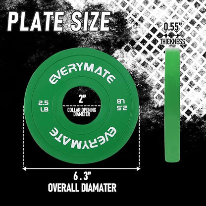 Fractional Weight Plates - Olympic Bumper Plates for Cross Training - Steel Insert - 1.25LB, 2.5LB, 5LB