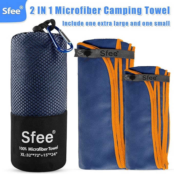 Sfee 2 Pack Microfiber Travel Towel