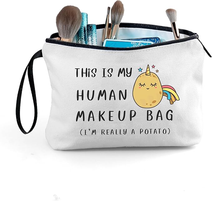 Potato Funny Birthday Gifts Ideas for Friend Girl Teen Women Sister Daughter Makeup Bag with Mirror Unique Christmas