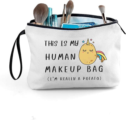 Potato Funny Birthday Gifts Ideas for Friend Girl Teen Women Sister Daughter Makeup Bag with Mirror Unique Christmas