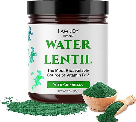 Water Lentil Protein Powder | Best Source of B12 Vitamin | aka Duckweed | with Organic Chlorella | Sugar Free | Rapid Energy Booster | Sustainably Farmed | 100% Recyclable 10oz Jar