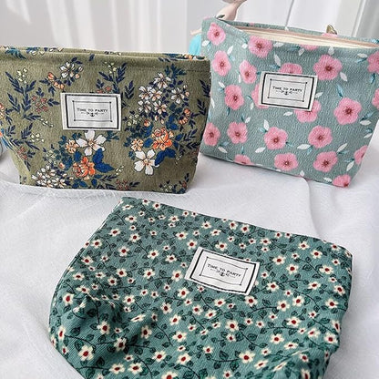 Cosmetic Bags for Women Makeup Bag Large Capacity Purse Travel Toiletries Zipper Storage Pouch Make up Brushes Organizer for Gifts (Cherry Blossom, Pink)