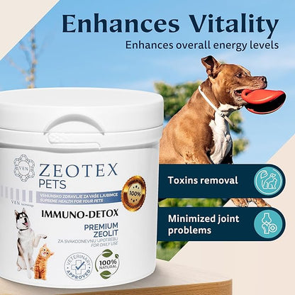 Zeolite Powder 100% Natural Food Supplement for Immunity & Detox, Digestive Health, Joint Health Supplement Powder, Liver Detox, Enhance Pet Health w/Easy-to-Use Pet Supplements, 350g/12.35 oz