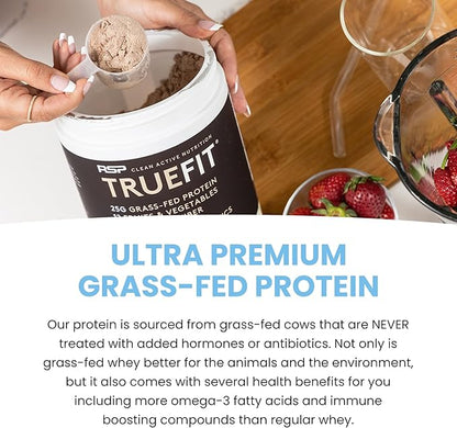 TrueFit Gut Healthy Protein Powder, Grass-Fed Whey Meal Replacement Shake with Prebiotics, Probiotics, & Organic Superfoods, Keto, Gluten Free 1.85 lbs