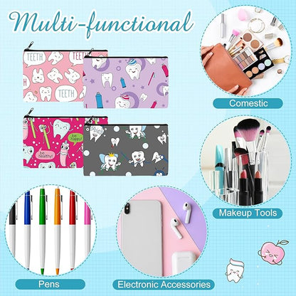 Reginary 20 Pieces Teeth Makeup Bag Teeth Cosmetic Bag for Nurse Women Dental Dentist Gift Makeup Pouch with Zipper Dental Assistant Accessories Toiletry, 7 x 4.3 Inches