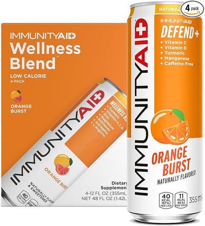 IMMUNITYAID Wellness Blend, With Echinacea, Zinc, Astragalus and Vitamin C, Only 45 Calories, 100% Clean, Vegan and Gluten-Free, No Artificial Flavors, Sodium or Caffeine, 12 Fl Oz (Pack of 4)