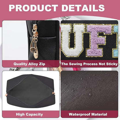 Christmas Gifts for Her Preppy Patch Stuff Portable Makeup Bag Bulk Cosmetic Bag Waterproof Travel Organizer Zipper Pouch Storage Purse for Women Girls Gift (HZB-HS-stuff-1)