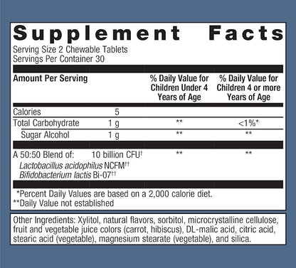 Metagenics MetaKids Probiotic - 10 Billion CFU - Children's Probiotic Blend - Digestive Health & Immune Health* - for Ages 3 & Up - 60 Tablets