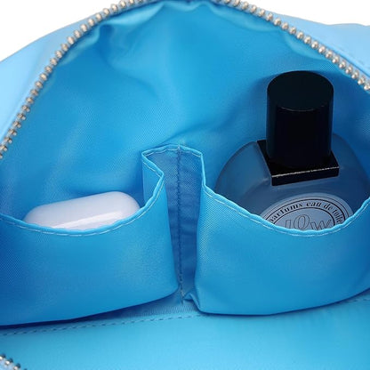 Organizer Bag Lightweight Cosmetic Bag with Ring Clasp Perfect Travel Makeup Bag for Women nylon Stand Up Design (Sky Blue/Nylon)