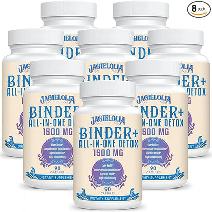 All-In-One Detox Binder Supplement 1500 MG - High Bioavailability, Liver Gut Detox Cleanse with Activated Charcoal, Zeolite & Bentonite Clay for Toxins, Liver, Digestive, 720 Vegan Capsules