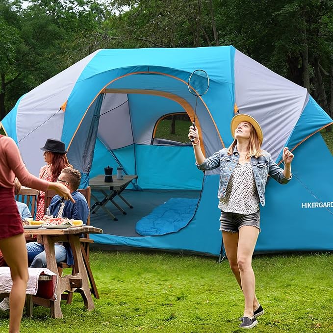 HIKERGARDEN 10 Person Camping Tent - Portable Easy Traveling-14'x11'x74in(H)
