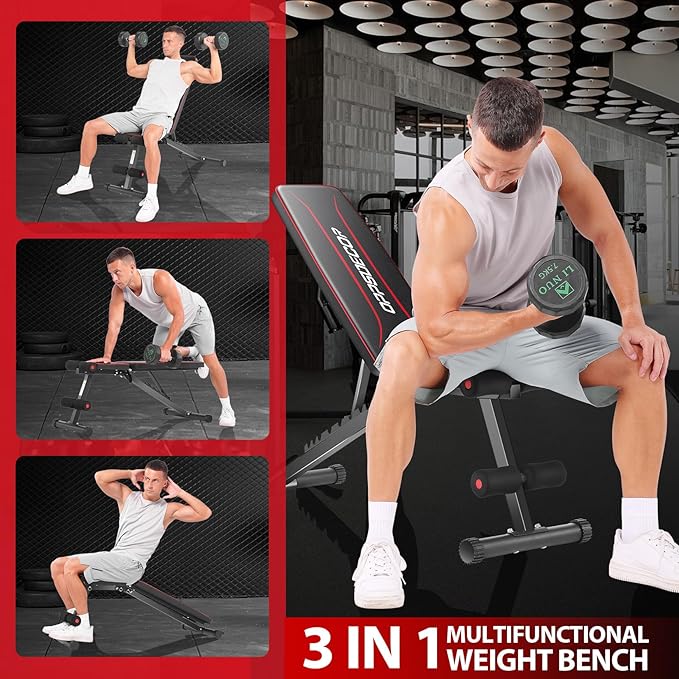 OPPSDECOR Weight Bench Set Foldable Bench Press Set 4