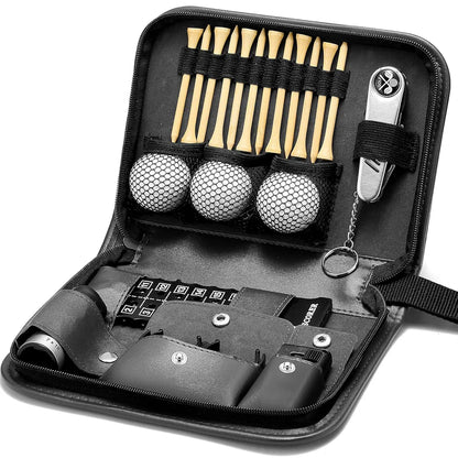 Golf Accessories for Men and Women for Golfers, Accessories Set in Hi-End PU Case with Golf Balls, HD Rangefinder, Golf Tees, Cleaning Brush, Divot Knife, Scorer, Golf Ball Clamp