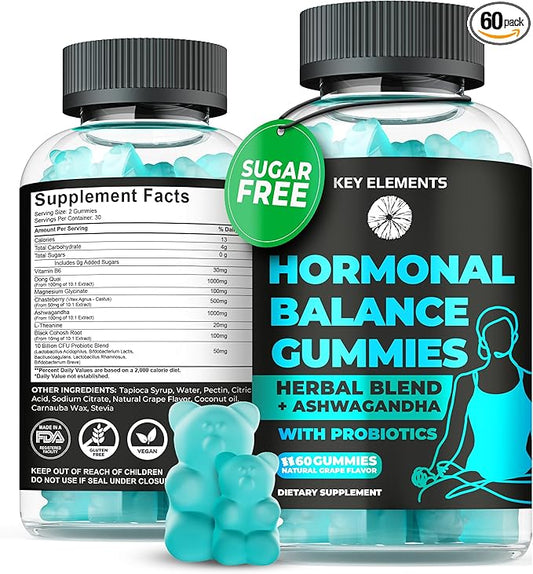PMS Gummies Hormonal Balance Supplements For Women - Probiotic PMS Vitamins Menstrual Cramp Relief, Hot Flashes Menopause Support - PMS Relief with Dong Quai, Chasteberry, Black Cohosh & Ashwagandha