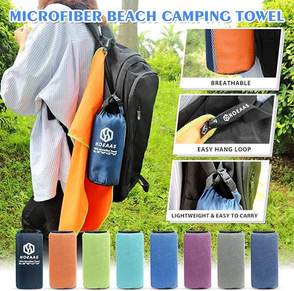 HOEAAS 2 Pack Microfiber Camping Towels