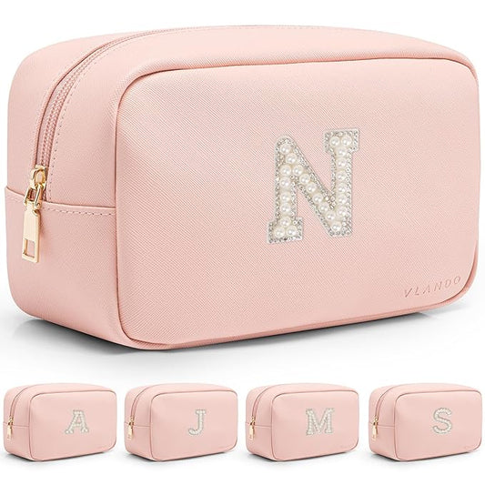Vlando Gifts for Her Pearl Makeup Bag for Women Gifts for Travelers Skin Care Stuff Bag Birthday Gift Teen Girl Gifts Teacher Gift Makeup Pouch for Purse N