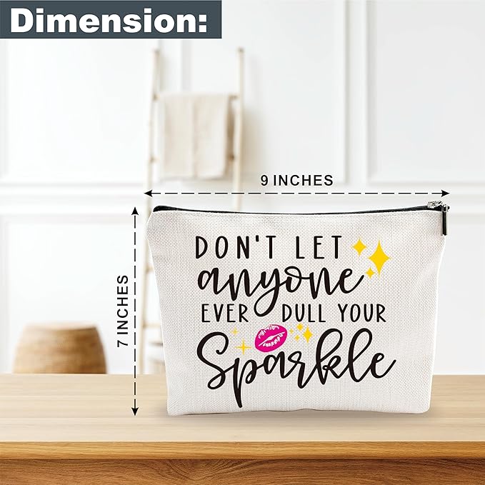 Positive Makeup Bag - Don't Let Anyone Ever Dull Your Sparkle - Girl Power Cosmetic Bag, Quotes Toiletry Bag, Gift For Girls, Besties, Personal Care & Accessories - A30