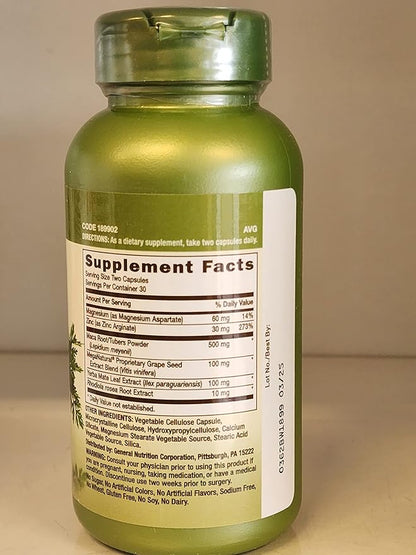 GNC Herbal Plus Maca Complex Supplement, Vegetarian, Supports Sexual Wellness, 30 Servings