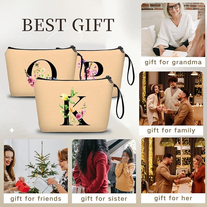 SEAMOON Birthday Thank You Appreciation Monogrammed Gifts for Mom Aunt Teacher Sister Friend Coworkers Bride Bridesmaid Makeup Cosmetic Bag with Mirror Mothers Day Christmas Graduation K