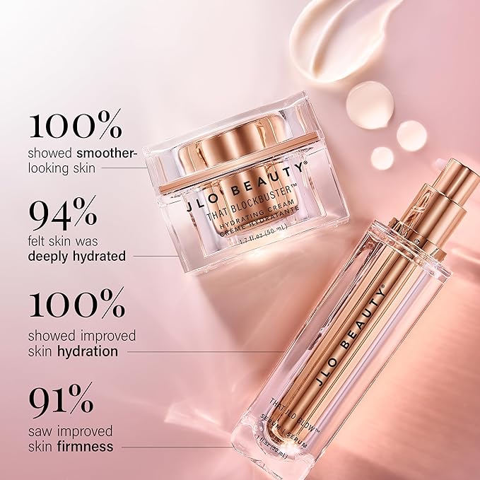 JLO BEAUTY That JLo Starter Skin Care Kit Includes Gel Cream Face Cleanser, 1.7 oz, Face Moisturizer Cream, 0.5 oz, Facial Serum, 0.5 oz, Gently Tightens, Clears, and Hydrates for Smooth, Radiant Skin