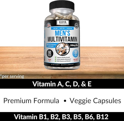 Kaya Naturals Multivitamin for Men - Men's Prostate Multivitamin - Multi Mineral Daily Supplement - Pills for Men - Supports Healthy Prostate - Vitaminas para Hombres - 60 Veggie Capsules