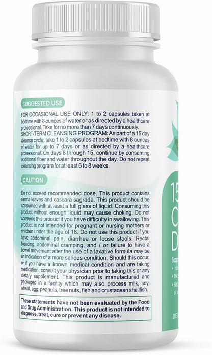 Body Art 15 Day Colon Cleanse Detox - Gut Detox Cleanse for Digestive Health, Gut Cleanse Detox for Women & Men - for Bowel Cleanse, Remove Body Waste, Advanced Colon Cleanser & Detox - 30 Capsules