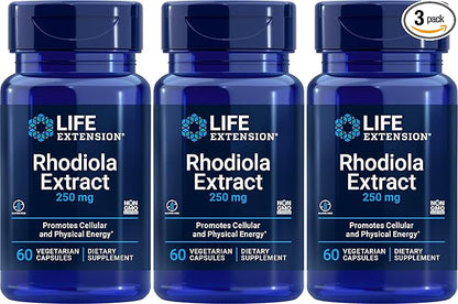 Life Extension - Rhodiola Extract (3% Rosavins) - 250 Mg - 60 Vcaps (Pack of 3)