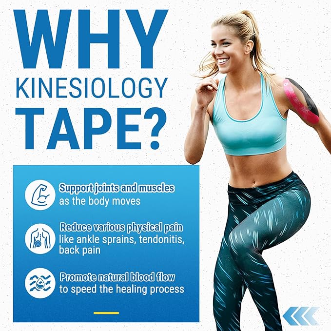 OK TAPE Synthetic Kinesiology Tape, 20 Strips, Precut K Tape, Performance Elastic Athletic Tape for Pain Relief & Muscle Support, Reflective Design, Waterproof, 2" x 10" -Beige