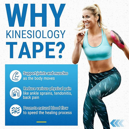 OK TAPE Synthetic Kinesiology Tape, 20 Strips, Precut K Tape, Performance Elastic Athletic Tape for Pain Relief & Muscle Support, Reflective Design, Waterproof, 2" x 10" -Beige