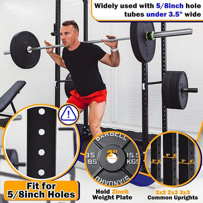 Weight Plate Holder, Power Rack Attachments Squat Rack Weight Plate Holder Storage for 2 inch Olympic Plates, Universal Fit 2x2, 2x3, 3x3 Power Cage, 1"and 5/8" Hole Compatible