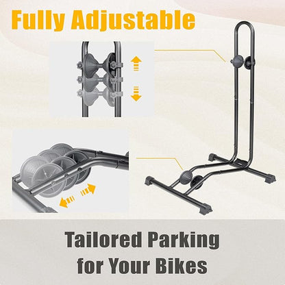 BikeHand Bike Floor Stand Parking Rack Stand - for 24"-29" Mountain MTB & Road Bikes Bicycles Indoor Outdoor Garage Storage - Classic New Version for 2 Bikes