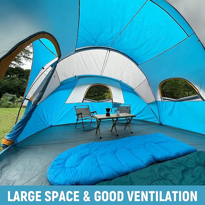 HIKERGARDEN 10 Person Camping Tent - Portable Easy Traveling-14'x11'x74in(H)