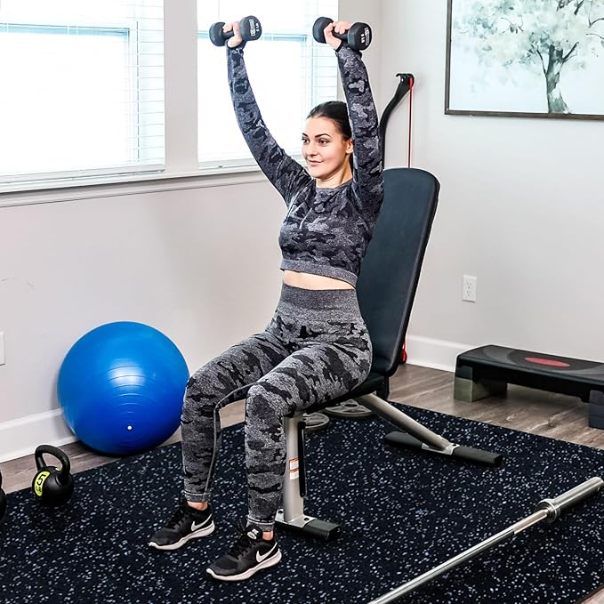 SUPERJARE 0.56 Inch Thick Exercise Equipment Mats 24 Tiles 24 in 24 in