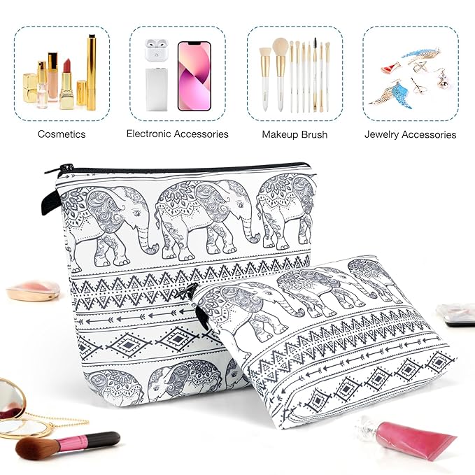 Noozion 2pcs Cosmetic Bag for Women Makeup bag Organizer Small Mini Travel Makeup Pouch for toiletries Water Resistant Girls Gift