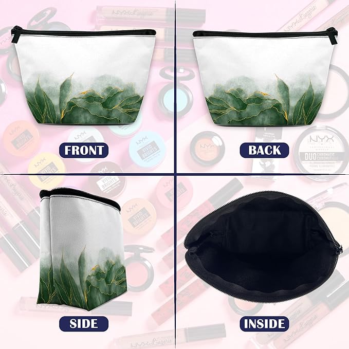 Ginkgo Leaves Elegant Floral Makeup Bag for Purse, Waterproof Funny Cosmetic Bag for Women, Zipper Travel Pouch Gift 9.5×5.9 Inch
