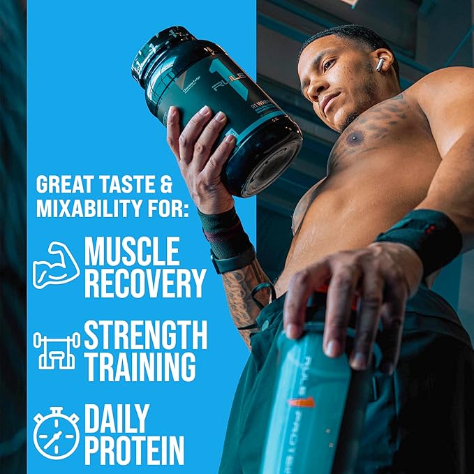 Rule One Proteins, R1 Whey Blend - 24g Fast-Acting Whey Protein Concentrates, Isolates, and Hydrolysates Per Serving, with Naturally Occurring EAAs and BCAAs (5 Pounds*, Vanilla Ice Cream)