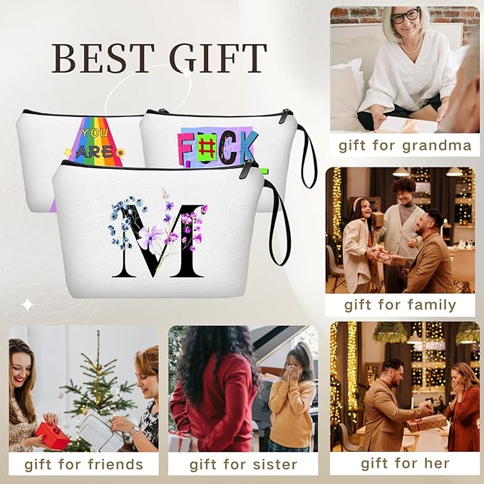 SEAMOON Birthday Maid of Honor Gifts for Women Her Mom Team Teacher Friend Bridesmaid Bride Personalized Makeup Cosmetic Bag with Mirror Valentines Mothers Day Christmas Graduation M