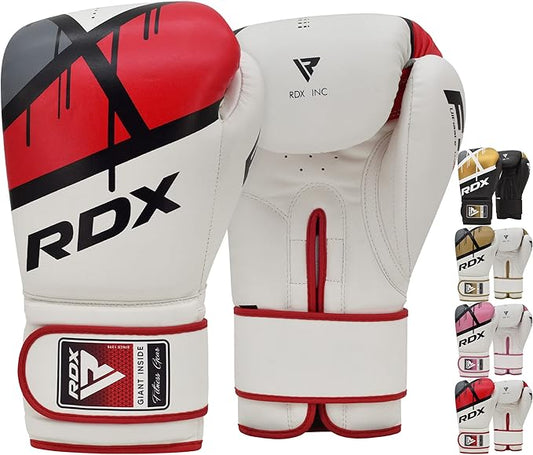RDX Boxing Gloves EGO, Sparring Muay Thai Kickboxing MMA Heavy Training Mitts, Maya Hide Leather, Ventilated, Long Support, Punching Bag Workout Pads, Men Women Adult 8 10 12 14 16 oz
