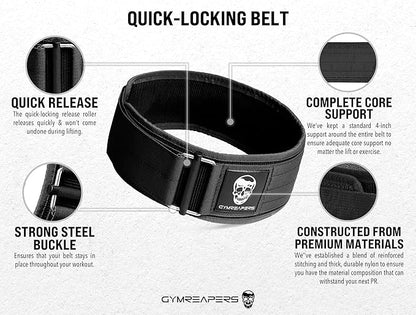 Gymreapers Quick Locking Weightlifting Belt for Bodybuilding 4 Inch