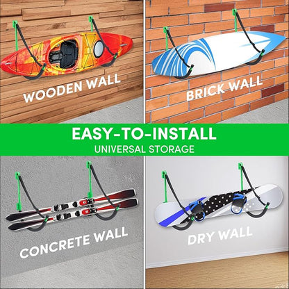 Kayak Storage,Kayak Wall Mount,Heavy Duty Steel Kayak Storage Rack Holds Up to 100 LBS with EVA Protector for Hanging Bicycle Surfboard Snowboard(6 Color,2 Style)