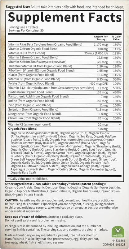 Garden of Life Organics Whole Food Multivitamin for Men, 60 Tablets, Vegan Mens Vitamins and Minerals for Mens Health and Well-Being, Certified Organic Vegan Mens Multi