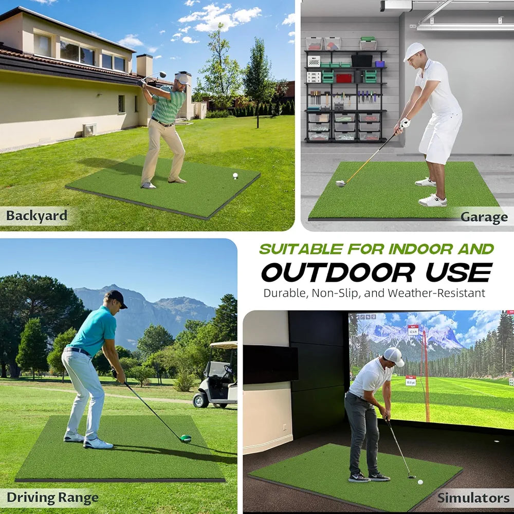 Bltend Thickened Golf Mat: 5x4ft & 5x5ft Heavy-Duty Golf Hitting Mats Practice Outdoor/Indoor, Elite Dense Artificial Turf Matt Training Aid for Backyard/Garage/Driving Range/Simulators