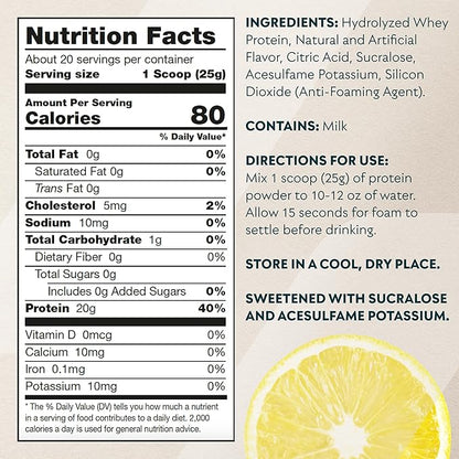 Myprotein Clear Whey Isolate Protein Powder, 1.1 Lb (20 Servings) Lemonade, 20g Protein per Serving, Naturally Flavored Drink Mix