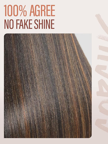 GORGIUS Straight Glueless Wig with Bangs Highlight Brown Layered Hair Ready-to-Go Synthetic Bang Wigs with Realistic Scalp 24 Inch